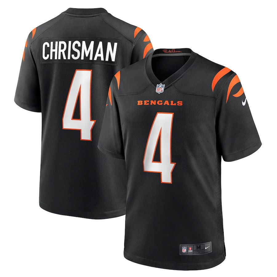 Men Cincinnati Bengals 4 Drue Chrisman Nike Black Game NFL Jersey